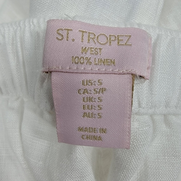 NWT St.Tropez West 100% Linen Elastic Waist Tassle Leg Pull-on Pants Women's S - Picture 4 of 10